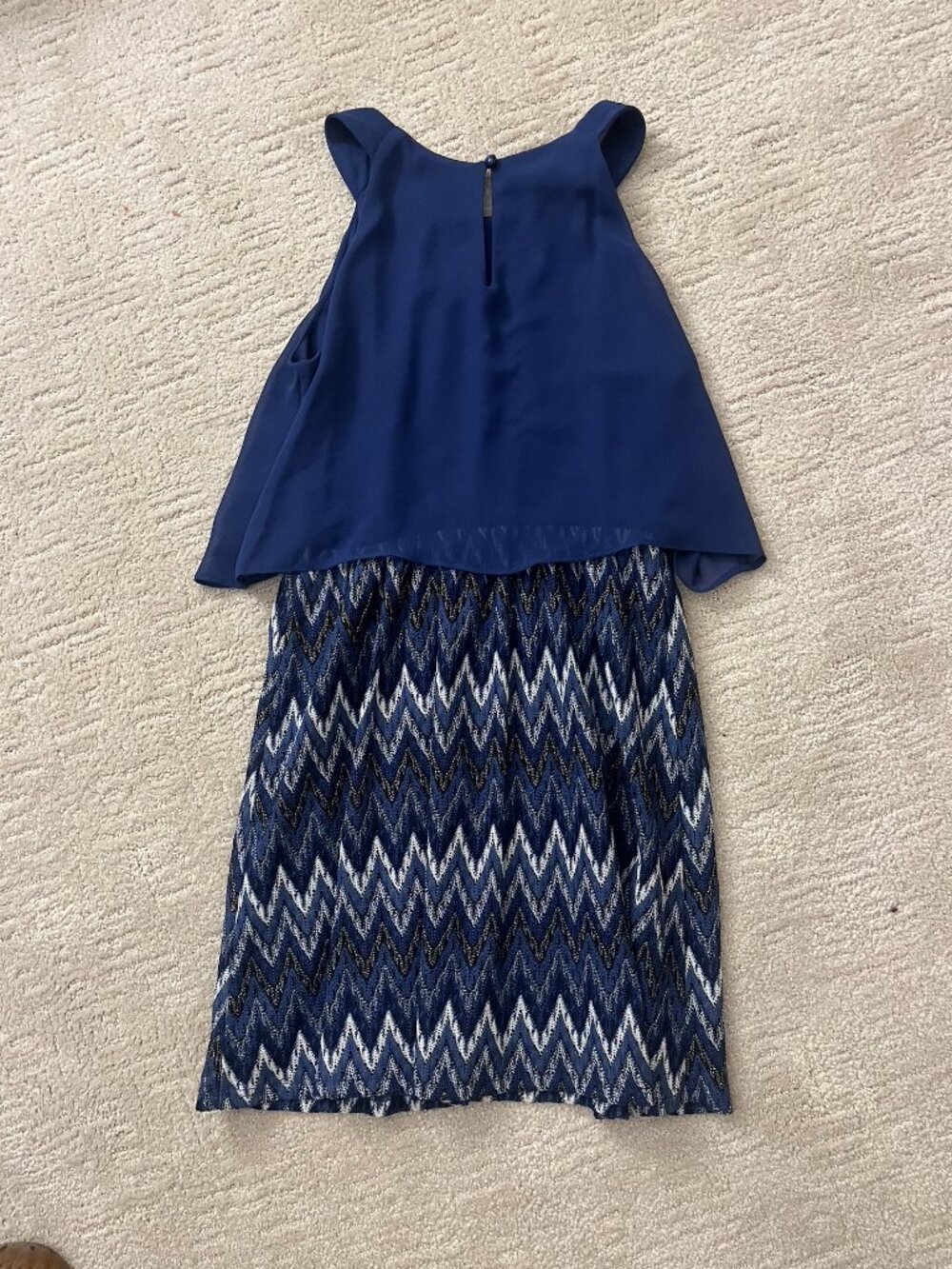 By & By Girl's Layered Dress Sleeveless Blue & Silver